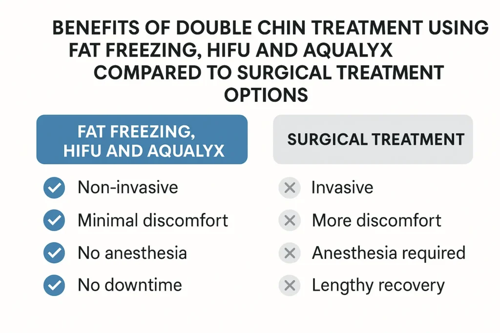 Graphic about the benefits of double chin treatment Farnborough - from LA LIPO
