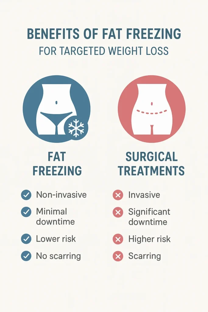 graphic showing the benefits of fat freezing Farnborough