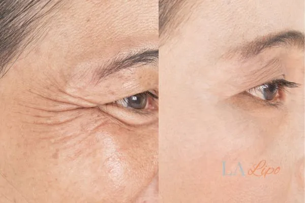 Before and after results of woman - HI-fu wrinkles reduction treatment Farnborough