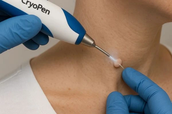 Person receiving Cryotherapy skin tag removal Farnborough