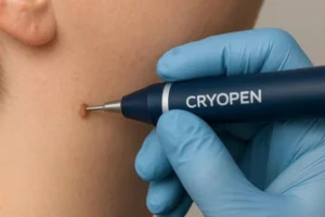 Person receiving skin tag removal Farnborough