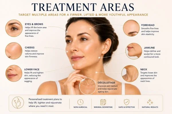 Areas of treatment for the ultimate lift tighten treatment Farnborough
